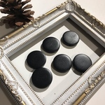 サークル ウッド チャーム 25mm    10個 ブラック