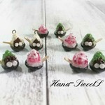 残り1ペア★キラキラつやつや かき氷 ♡ピアスorイヤリング いちご 抹茶