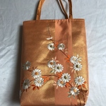 帯リメイクトートバッグ小花オレンジ