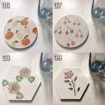 送料無料！【名入れ可】形と絵柄が選べる珪藻土コースター  みかんレモン さくらんぼ ひまわり バラ