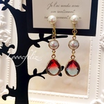 パールとグラデーションガラスのピアス&イヤリング