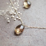 宝石質シャンパンクォーツ rope chain necklace/AAA 