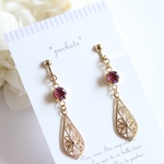 シンプルスワロフスキーボルドーピアス/イヤリング