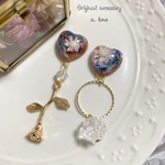 ドライフラワー・ハート・フラワー・ pierce・earring
