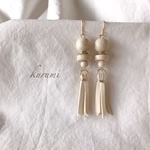 ウッド▸︎▹︎フリンジ❁︎ピアス＆イヤリング