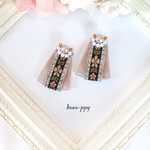 flower tyrolean tape satin ribbon bijou ピアスorイヤリングor樹脂ピアス
