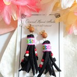 ★スエード×ウッド<Flower>★ノンホールピアス
