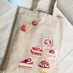 Cafe-sweets☆羊毛刺繍トート〜いちごスイーツ🍰🍓