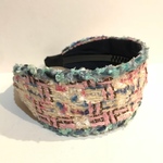 ikemipo様 専用 2点オーダー♡LINTON TWEED♡素敵なブルーのアクセント♡ピンクミックスカラーツィード♡カチューシャ♡幅広