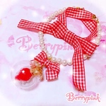 Berrypink♡クラウン苺とガラスドームのリボンパールネックレス♡