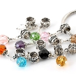 10個【ガラスビーズ】金具付き多面カットビーズ（ミックスカラー）（アンティーク手芸レネット店）／GYOPA-0291