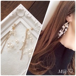 大人可愛い♡パールシャワー×キラキラダイヤチェーン♡ピアス♡