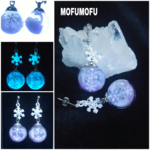 1組限定/夜光/15ﾐﾘ玉ｶﾞﾗｽﾄﾞｰﾑ/白い雪の結晶/ﾊﾟｰﾌﾟﾙ/ﾗﾍﾞﾝﾀﾞｰ/白い羽根&ｵｰﾛﾗﾎﾜｲﾄ雪の結晶/ﾋﾟｱｽor ｲﾔﾘﾝｸﾞ