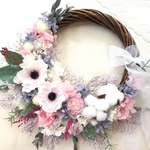 アネモネとコットンフラワーのリースブーケ  ＊ギフト  ウェディング  