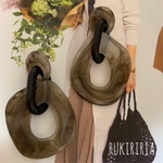 RUKIRIRIA #346 クリアブラックチェーンピアス  大ぶりピアス 大ぶりイヤリング 