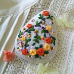 手刺繍ブローチ★秋のリース🍁ナチュラル