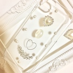  silver heart   アイフォンケース  スマホケース  アンティーク   デコ ハート パール  ハンドメイド 姫系   