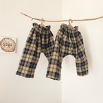 秋色チェックのサルエルパンツ 