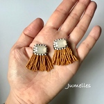 square with fringe / mini / beige