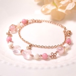再販2＊189＊ハートリボンの天然石ブレスレット pink