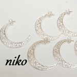 10個＊上下カン付きお月さま＊シルバー