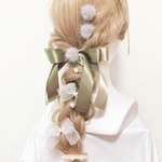 秋うさぎのヘアアクセサリーセット(カーキ)