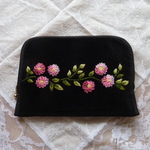 フランス刺繍　黒、　通帳　・　病院用　・　母子手帳ケース