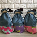 【各色1点限り‼︎】もち手つき巾着♪大きめサイズ♪お着替え袋＊体操着入れ♪デニム