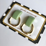 【再販】2way♡くすみグリーン×ゴールド ピアス/イヤリング