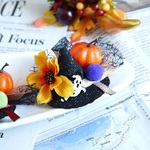 たれ耳うさぎ用ハロウィン耳飾り4（おばけ）　うさぎ用魔女の帽子