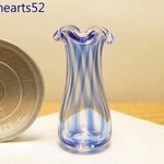 ﾐﾆﾁｭｱｶﾞﾗｽ☆青ストライプ文様☆花器・食器☆1☆