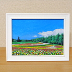 油絵原画『咲き誇る花たち』　額縁付き