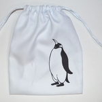 ペンギン巾着、Penguin, ハンドメイド、シルクスクリーン