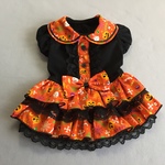 にぎやかなハロウィン柄＊フリフリスカートのワンピ＊オレンジ