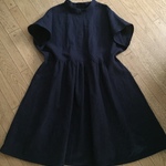 ペンシルストライプのチュニックワンピース　ダークネイビー×ブルー