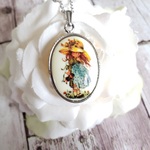vintage★Holly Hobbieのネックレス＜girl with doll＞シルバー