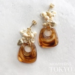 ガラスビーズとアクリルパーツ(べっ甲)ピアス＆イヤリング