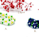 キッズ★2点セット★white＆blueビーズお花リング
