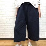 肌触り抜群♡コットン100%すっきりワイドパンツ（濃紺）