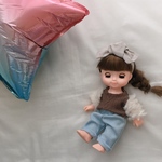 メルちゃん ソランちゃん もふ袖ブラウンニット＆デニム風パンツとヘアバンド