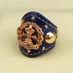 ★新作★ Leather Ring （ネイビーエンブレム）