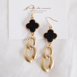 チェーンとFlowerピアス（black） 
