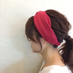Wガーゼのヘアバンド☆レッド