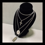 【MARIA_ quadruple chain ネックレス。】﻿ ﻿マリア シルバー ロザリオ アンティーク ヴィンテージ キリスト 宗教 ロングネックレス 重ね付け 十字架 コイン チェーン
