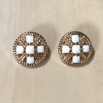 GOLD WHITE ROUND BUTTON PARTS