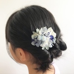 アンティークブルー プリザーブドフラワーのヘアクリップ 