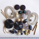 *1点限定* /ビーズ アソート/ ハンドメイド パーツ ビーズ アクリル 素材 プレート 基礎パーツ まとめ売り グレー ネイビー