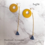 イエロー リング×三角 イヤリング/ピアス
