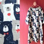 ◆SALE￥2,000引き!!◆北欧調くまワンピース　紺mix（Ｗガーゼ） 