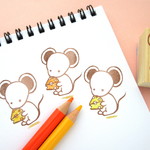 ねずみとチーズの消しゴムはんこ　（2020年干支 : 子）